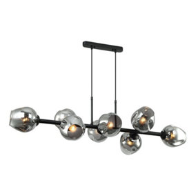 Luminosa Modern Hanging Pendant Black, Smoky 8 Light  with Graphite Smoky Shade, E27