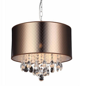 Luminosa Modern Hanging Pendant Bronze 3 Light  with Crystal Shade, E14