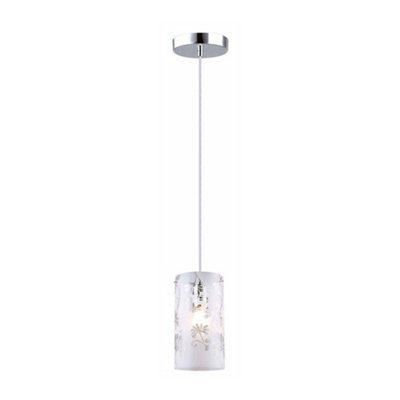Luminosa Modern Hanging Pendant Chrome 1 Light  with Matt Shade, E27