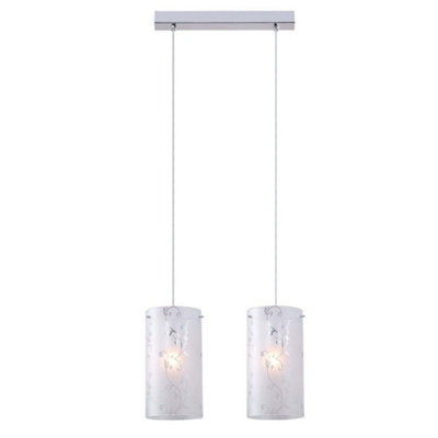 Luminosa Modern Hanging Pendant Chrome 2 Light With Fabric Shade E27 Diy At Bandq