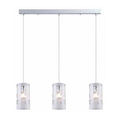 Luminosa Modern Hanging Pendant Chrome 3 Light  with Matt Shade, E27