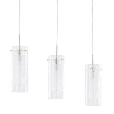 Luminosa Modern Hanging Pendant Chrome 3 Light With White Clear Shade E14 Diy At Bandq