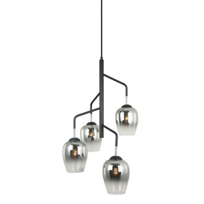 Luminosa Modern Hanging Pendant Chrome Black 4 Light With Chrome Shade E27 Dimmable Diy At Bandq