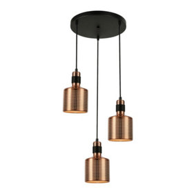Luminosa Modern Hanging Pendant Copper 3 Light , E27
