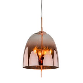Luminosa Modern Hanging Pendant Copper 3 Light  with Glass Shade, E14