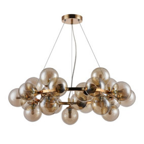 Luminosa Modern Hanging Pendant Golden 25 Light  with Cognac Shade, G9
