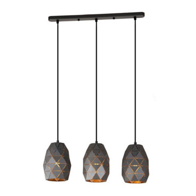 Luminosa Modern Hanging Pendant Graphite, Gold, Champagne 3 Light , E27