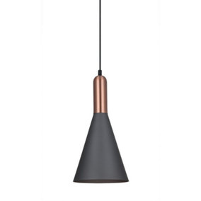 Luminosa Modern Hanging Pendant Gray, Copper 1 Light , E27