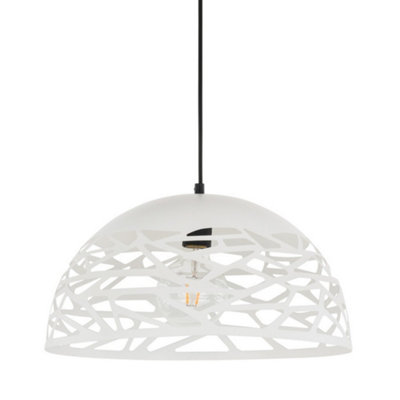 Luminosa Modern Hanging Pendant White Matt 1 Light With Steel Shade E27 Diy At Bandq