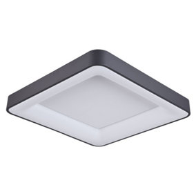 Luminosa Modern LED Flush Ceiling Light Black, Warm White 3000K 2750lm Dimmable