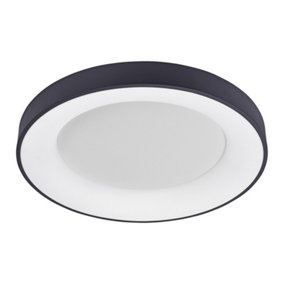 Luminosa Modern LED Flush Ceiling Light Black, Warm White 3000K 2750lm