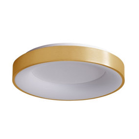 Luminosa Modern LED Flush Ceiling Light Brushed Gold, Warm White 3000K 2750lm Dimmable