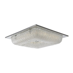 Luminosa Modern LED Flush Ceiling Light Chrome, Silver, Warm White 3000K 2900lm