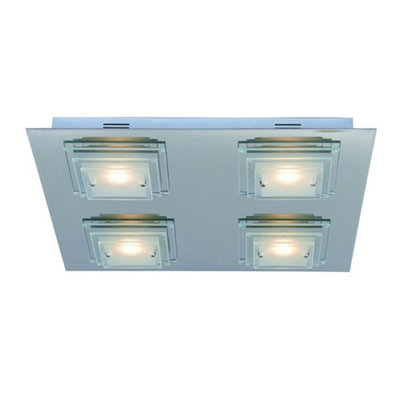 Luminosa Modern LED Flush Ceiling Light Chrome, Warm White 3000K 1800lm