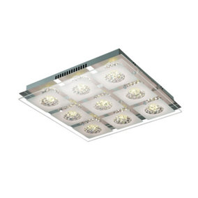 Luminosa Modern LED Flush Ceiling Light Chrome, White, Warm White 3000K 2880lm