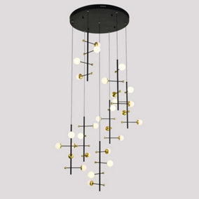 Luminosa Modern LED Hanging Pendant Black, Gold, Warm White 3000K 4538lm
