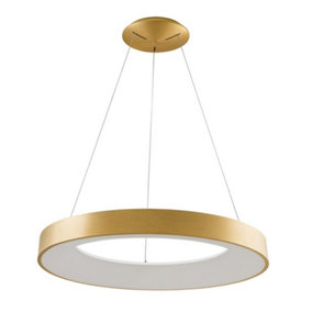 Luminosa Modern LED Hanging Pendant Brushed Gold, Warm White 3000K 4400lm