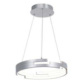 Luminosa Modern LED Hanging Pendant Silver Oxidized, Warm White 3000K 3360lm Dimmable