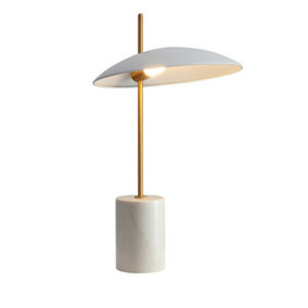 Luminosa Modern LED Table Lamp White, Gold, Marble, Warm White 3000K 400lm
