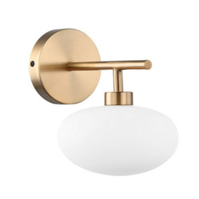 Luminosa Modern Wall Lamp Brass 1 Light  with White Shade, G9