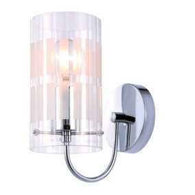 Luminosa Modern Wall Lamp Chrome 1 Light  with Clear Shade, E27