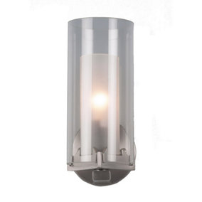 Luminosa Modern Wall Lamp Chrome 1 Light  with White, Clear Shade, E14
