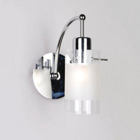 Luminosa Modern Wall Lamp Chrome 1 Light  with White, Clear Shade, E27