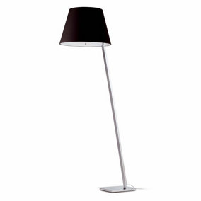Luminosa Moma 1 Light Floor Lamp Chrome with Black Shade, E27