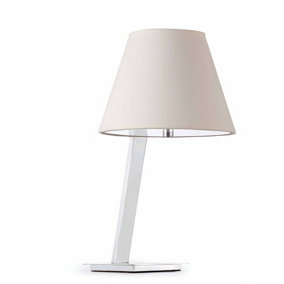 Luminosa Moma 1 Light Table Lamp Chrome with White Shade, E27