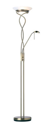 Luminosa Monaco Mother and Child Floor Lamp Antique Brass, Opal Glass, G9