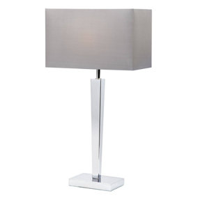Luminosa Moreto 1 Light Table Lamp Chrome with Grey Silk Effect Shade, B22