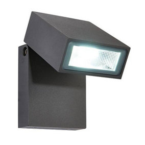 Luminosa Morti Integrated LED 1 Light Outdoor Wall Light Textured Dark Matt Anthracite, Glass IP44