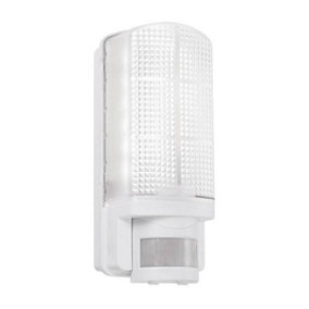 Luminosa Motion Integrated LED PIR 1 Light Outdoor Wall Light Frosted, Gloss White IP44