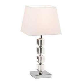 Luminosa Murford Table Lamp Clear Acrylic, White Tc Fabric, E14