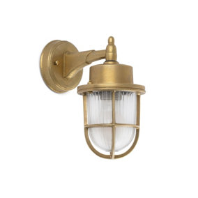 Luminosa Nahir 1 Light Outdoor Wall Lantern Brass IP44, E27