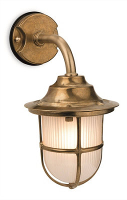 Luminosa Nautic 1 Light Outdoor Wall Light Brass, Frosted Glass IP64, E27
