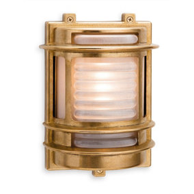 Luminosa Nautic 1 Light Outdoor Wall Light Brass, Frosted Glass IP64, E27