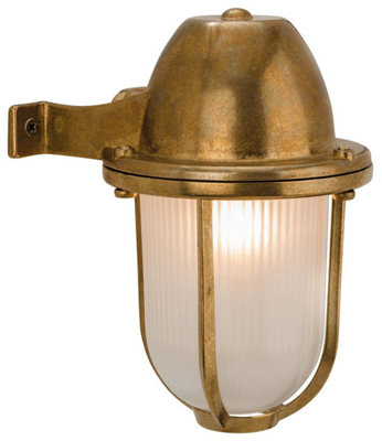 Luminosa Nautic 1 Light Outdoor Wall Light Solid Brass, Frosted Glass IP64, E27