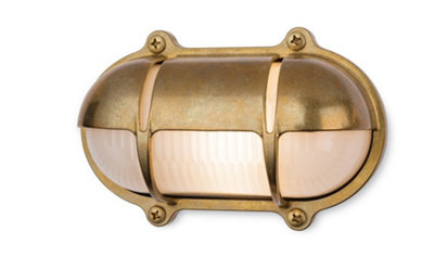 Luminosa Nautic Outdoor Brass Bulkheads Wall Light Oval Brass IP64, E27