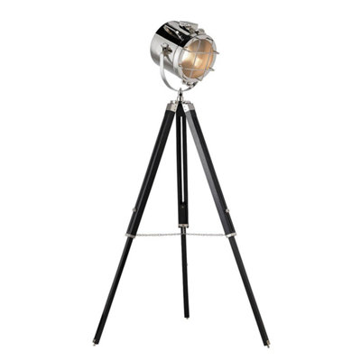 Luminosa Nautical Floor Lamp Matt Black, Polished Nickel Plate, E27