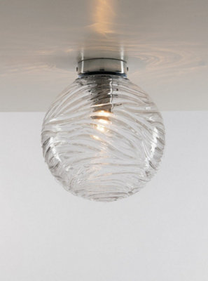 Luminosa Nereide Globe Flush Ceiling Light, Clear, E27