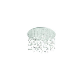 Luminosa Neve  12 Light Large Semi Blown Glass Bubbles Flush Ceiling Pendant White, G9