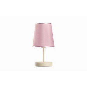 Luminosa Ninetta Table Lamp With Round Tapered Shade, Ivory, Pink