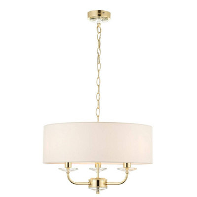 Luminosa Nixon 3 Light Multi Arm Ceiling Pendant Brass, E14