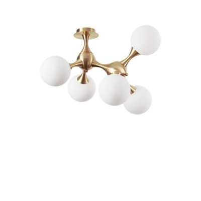 Luminosa Nodi Indoor Mutli Arm Ceiling Lamp 5 Lights Brass Satin, E14