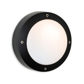 Luminosa Nova Wall Light Black with White Polycarbonate Diffuser IP44