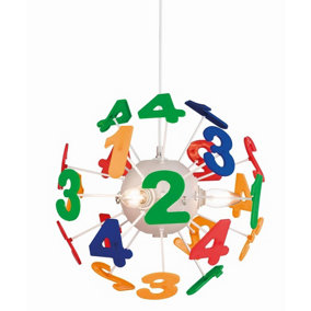 Luminosa Numbers 4 Light Children Ceiling Pendant Multicolour, E14