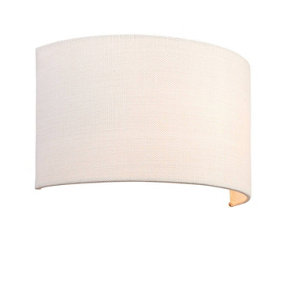 Luminosa Obi 1 Light Up & Down Wall Light Vintage White Linen, Polyester Cotton, E27
