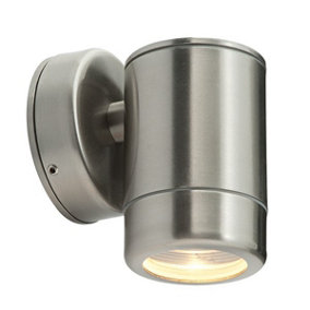 Luminosa Odyssey Outdoor Wall IP65 7W Brushed Stainless Steel & Clear Glass 1 Light Dimmable IP65 - GU10
