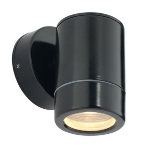 Luminosa Odyssey Outdoor Wall IP65 7W Satin Black Paint & Clear Glass 1 Light Dimmable IP65 - GU10